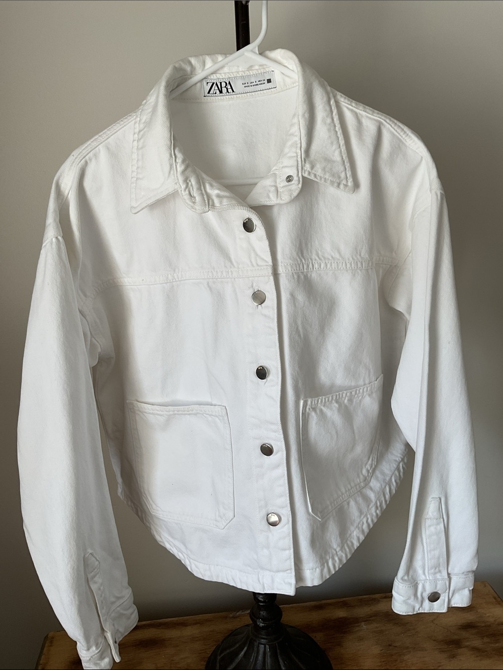 ZARA White Cropped Denim Jacket